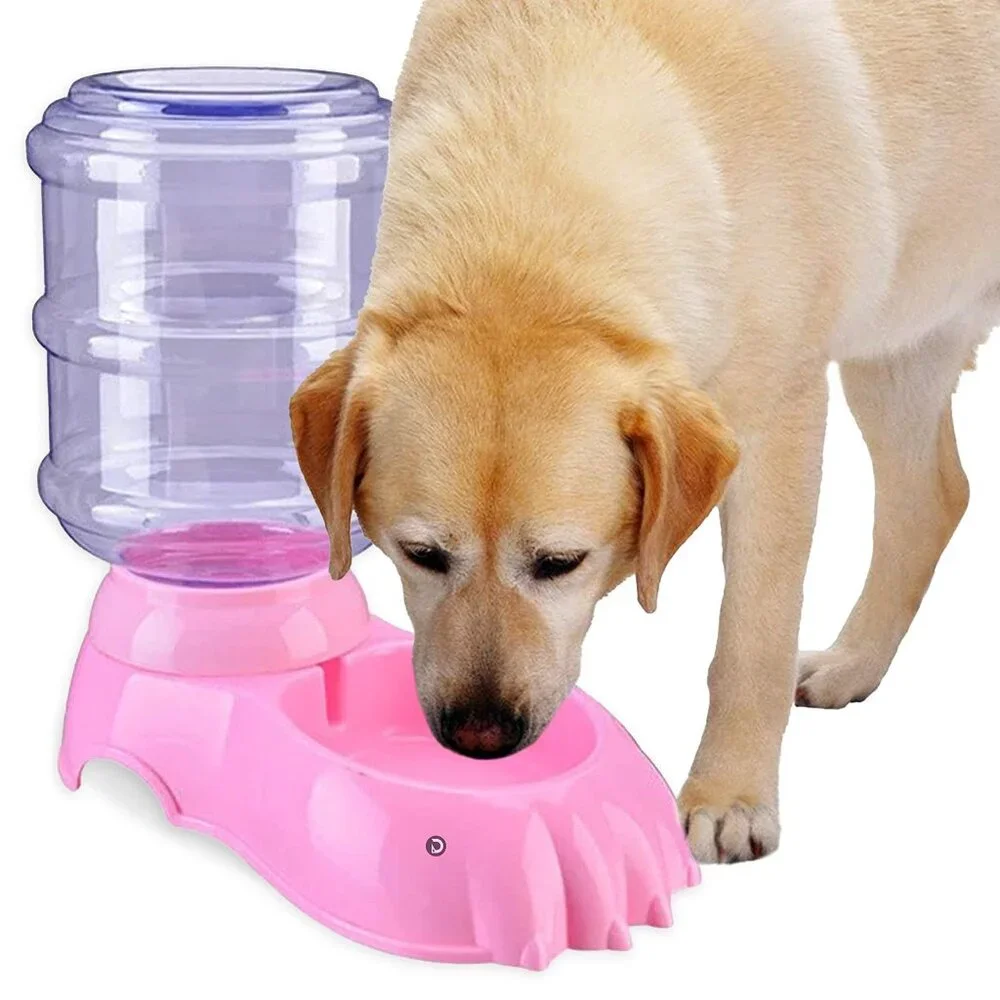Pink Claws 2-Pack Food & Water Dispenser Station Cat Dog Pet Auto Dry Food Stand